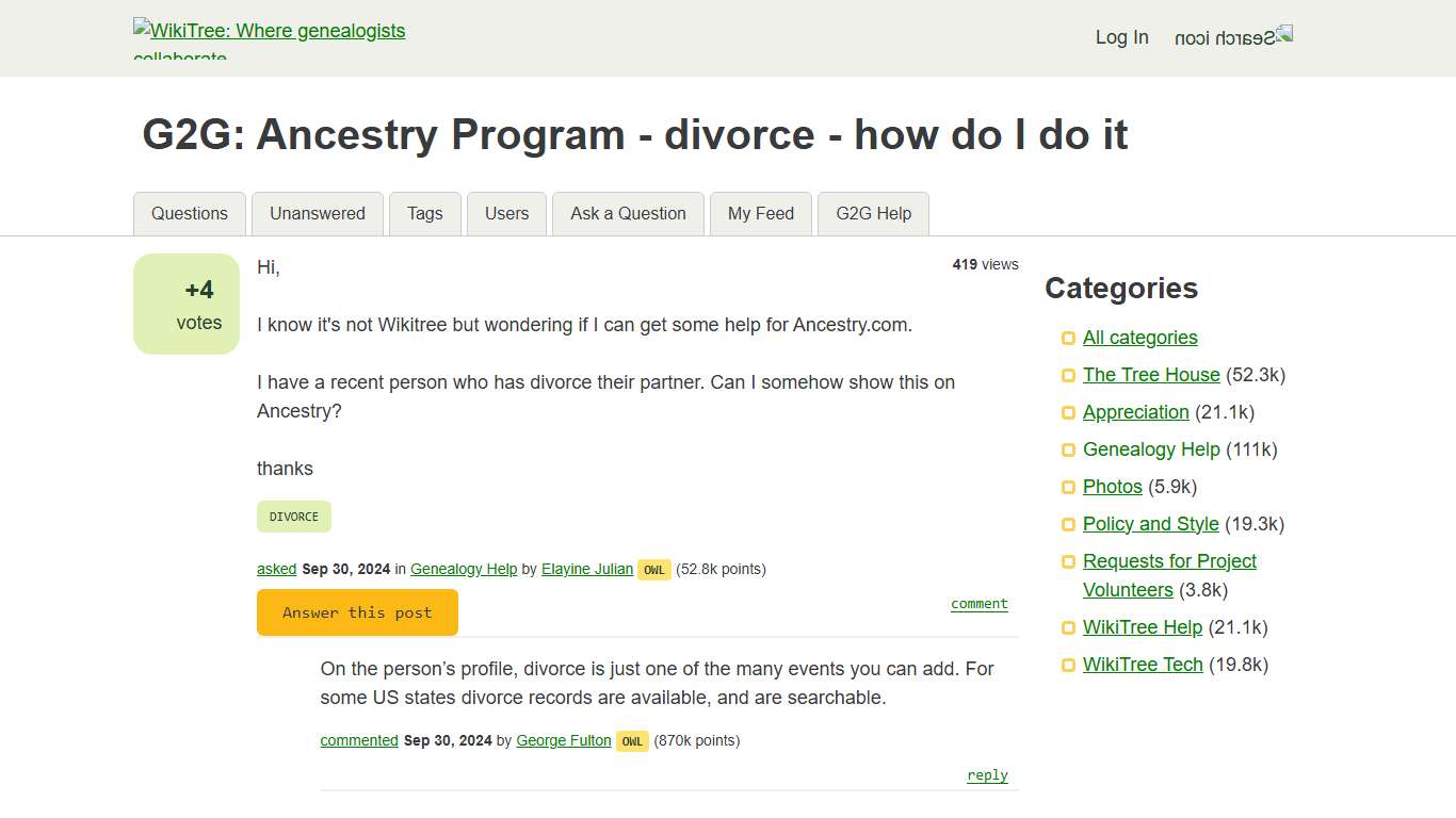 Ancestry Program - divorce - how do I do it - WikiTree G2G